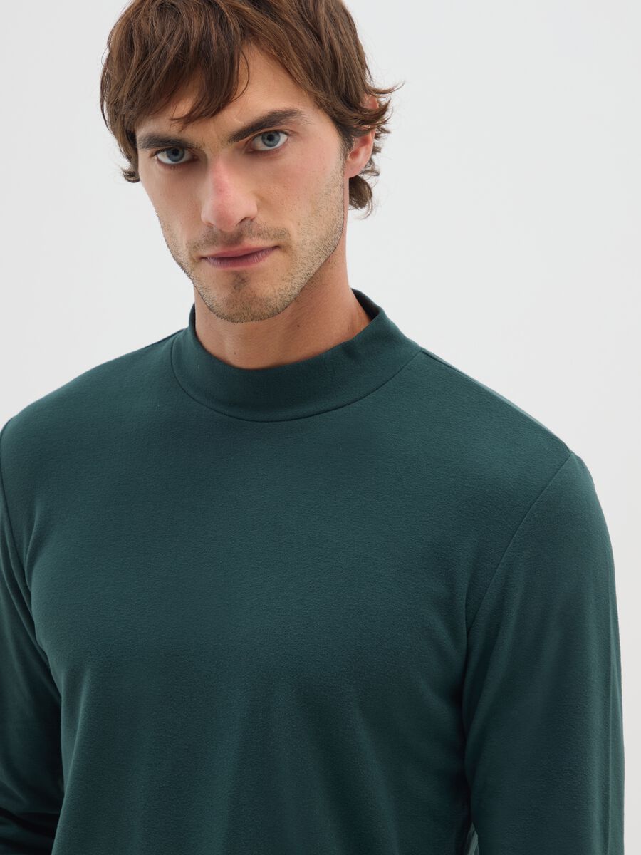 Regular fit green fleece sweatshirt_3