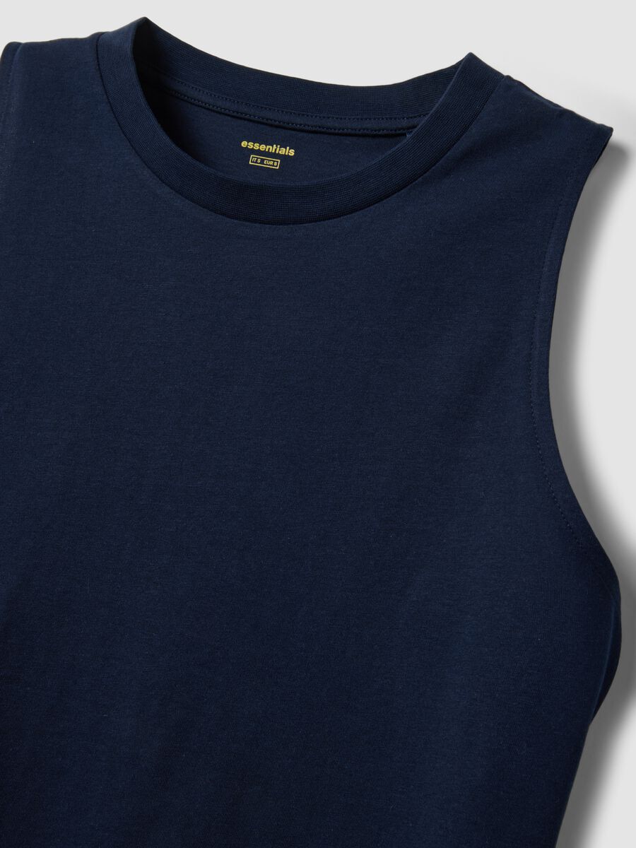 Camiseta de tirantes azul de algod&oacute;n puro_5