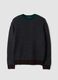 Dark grey crew-neck jumper in stretch wool and alpaca, regular fit_0