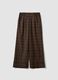 Brown checked regular-fit stretch viscose-blend trousers_0