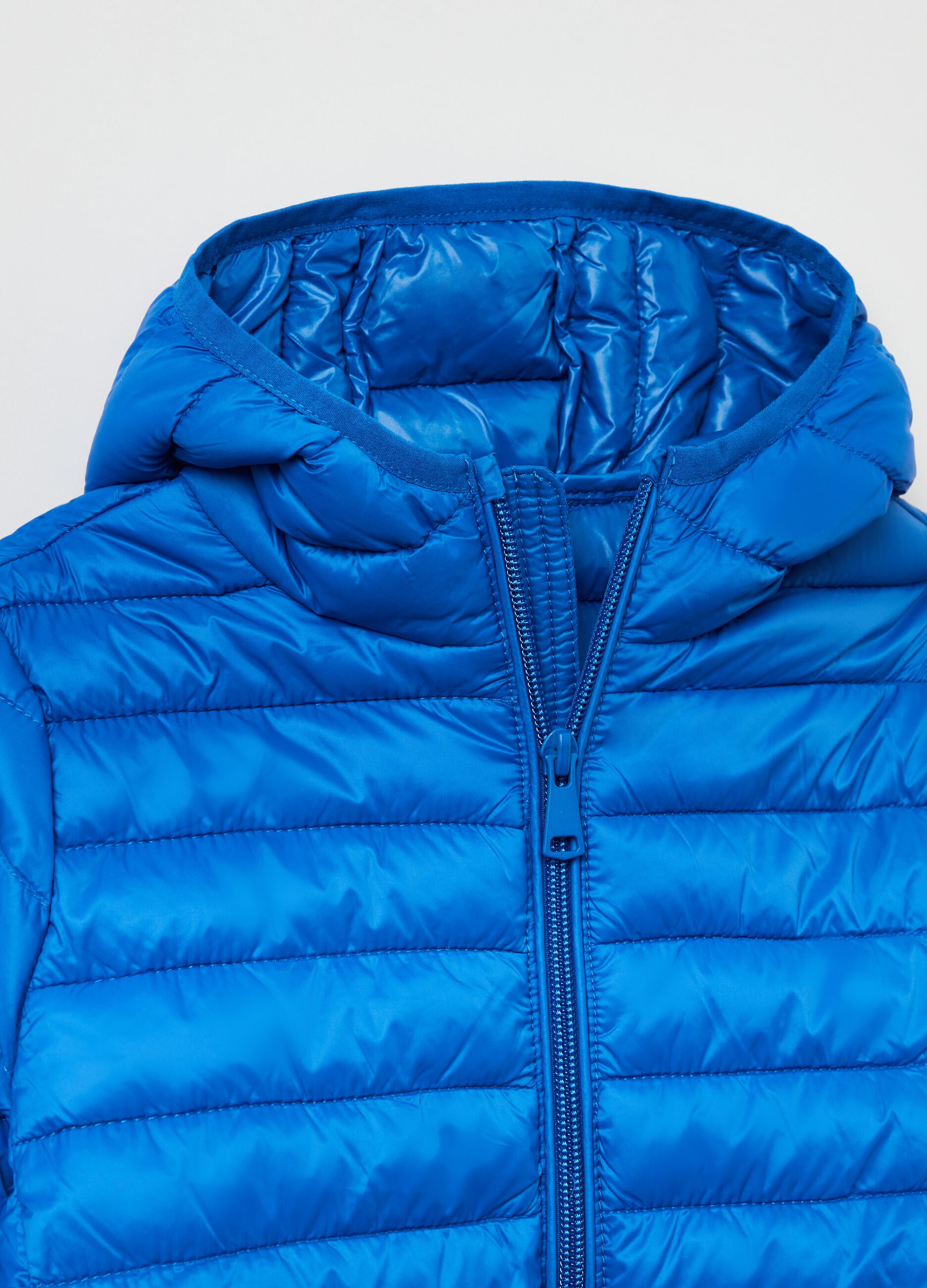 Full-zip ultralight down jacket with hood