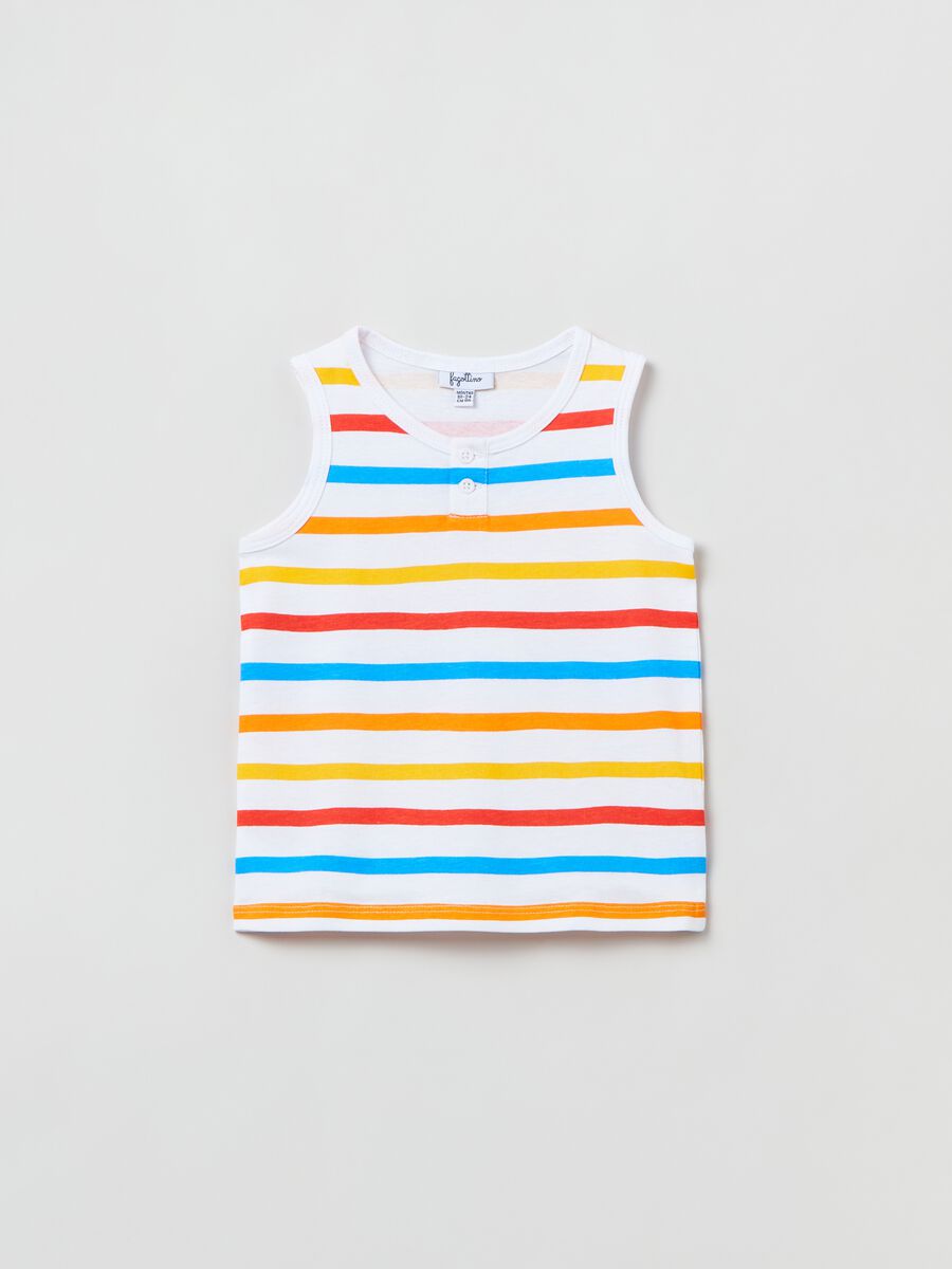 Camiseta de tirantes de algodón ligero de rayas_0