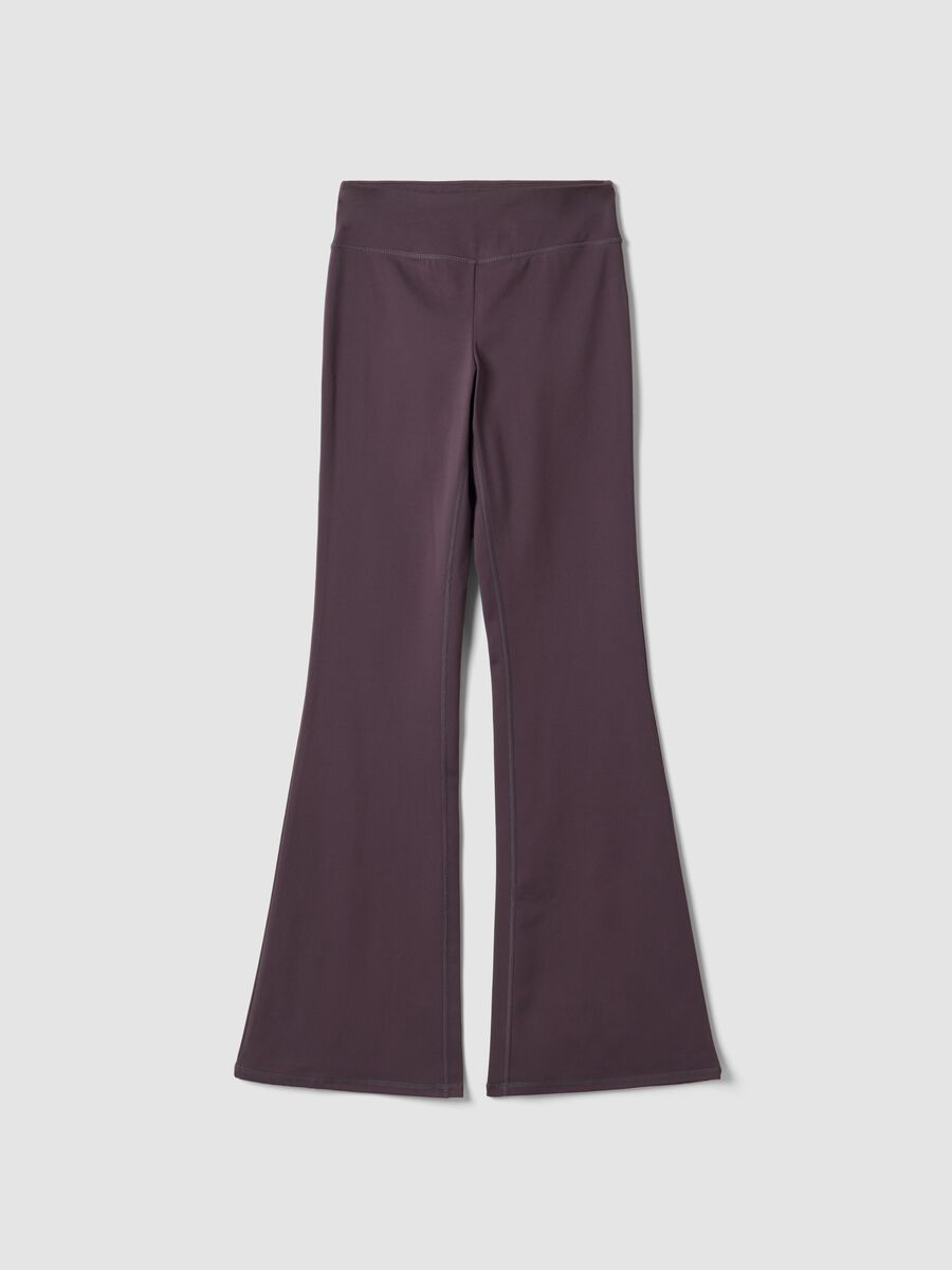 Purple Flared Leggings in Stretch Fabric_5