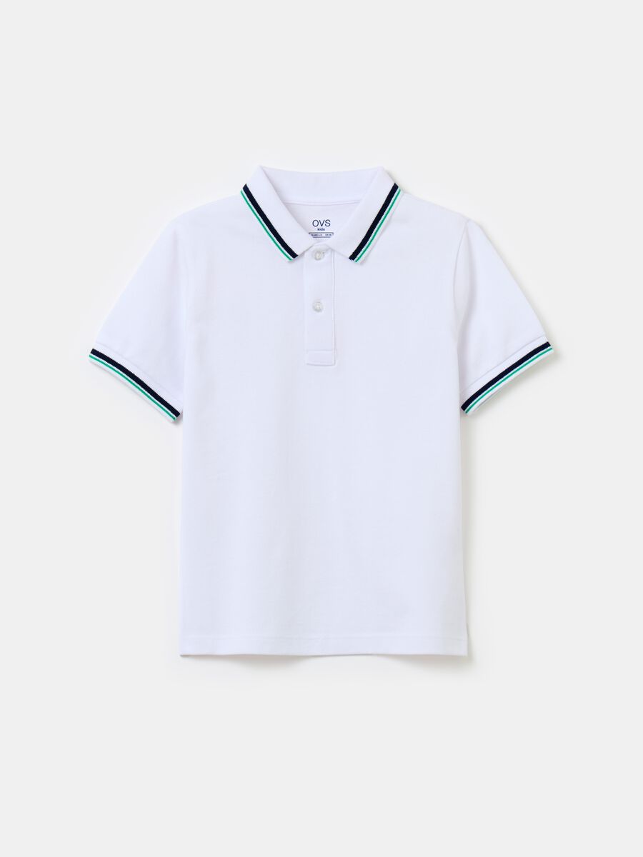 Polo shirt in piquet with striped detail_0
