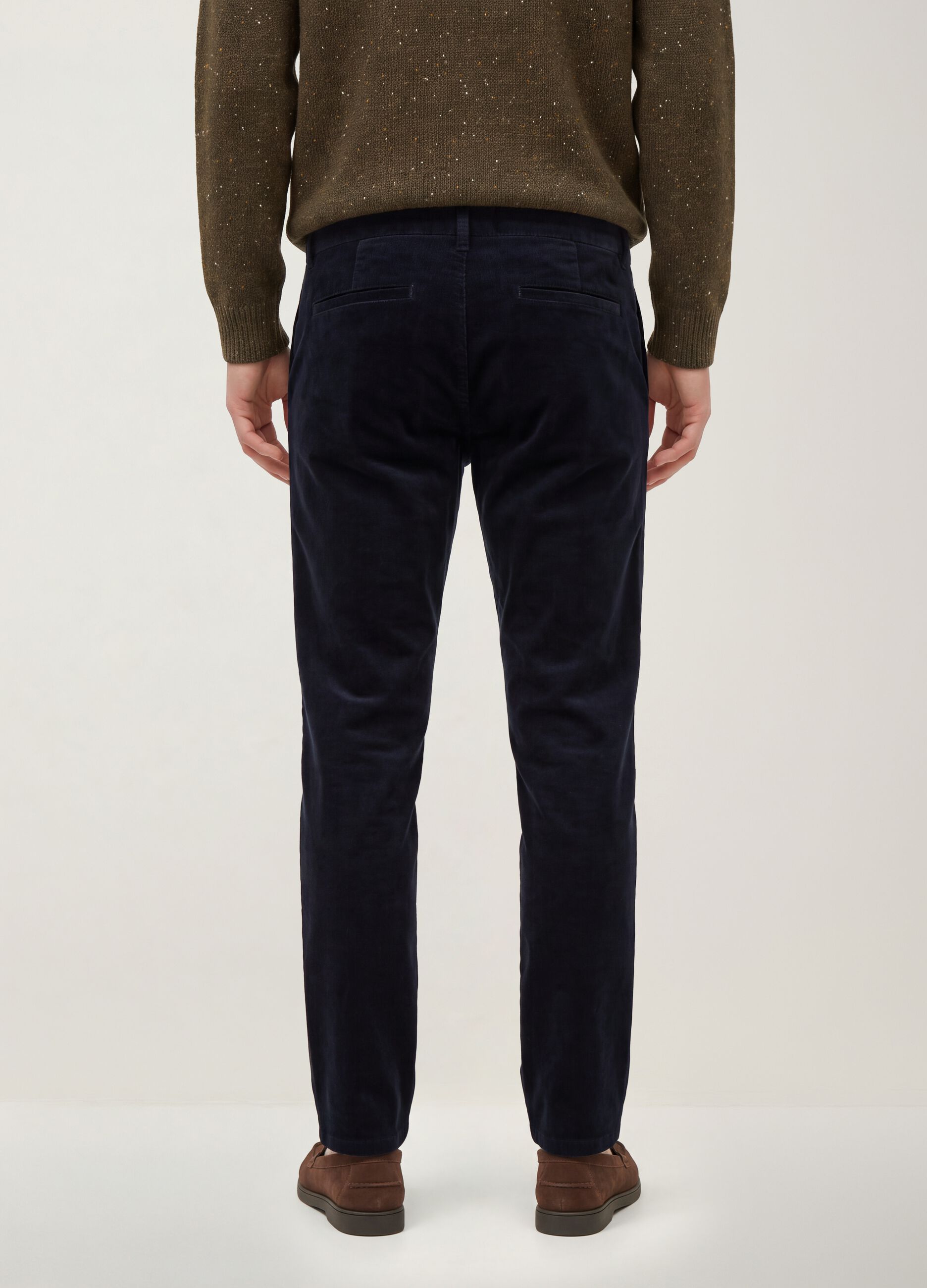 Blue regular-fit stretch cotton cord chino trousers