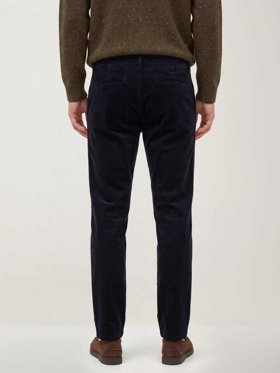 Blue regular-fit stretch cotton cord chino trousers_3