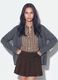 Graue Strickjacke aus elastischer Wolle mit tiefem V-Ausschnitt, Oversize-Fit_0