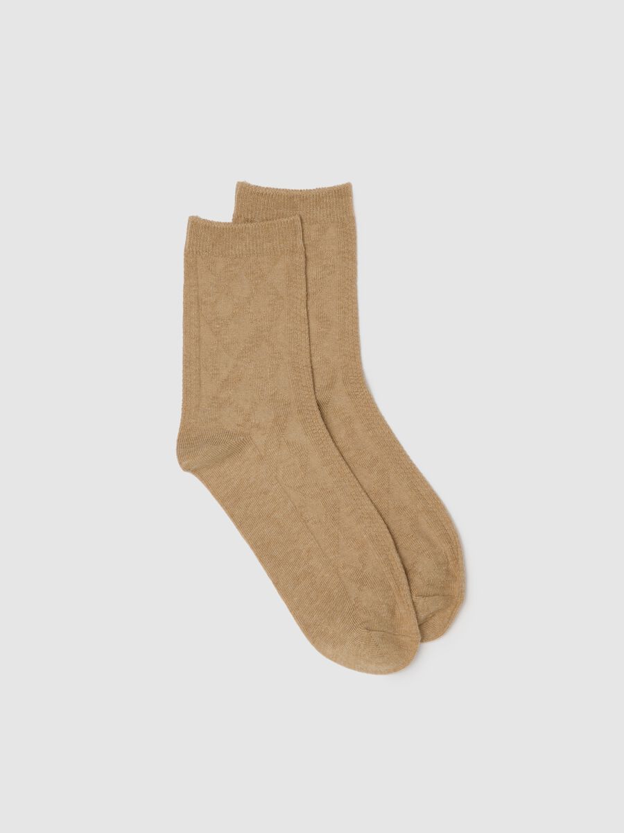 Beige stretch cotton socks_0