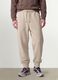 Beige Jogger aus Baumwollmix mit B&uuml;ndchenabschluss und Kordelzug_1