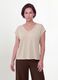T-shirt beige en pure viscose &agrave; col V, coupe regular_1