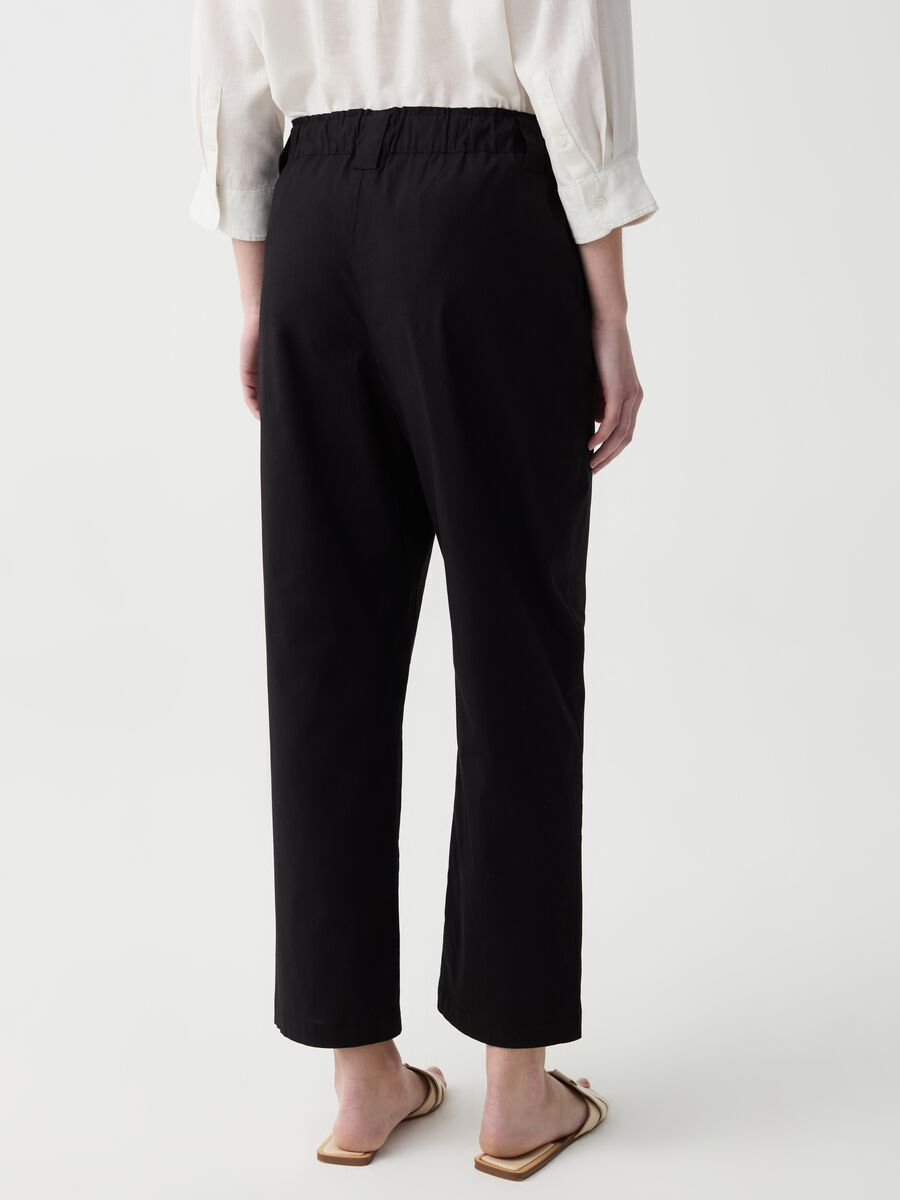 Wide-leg cropped trousers in stretch cotton_2