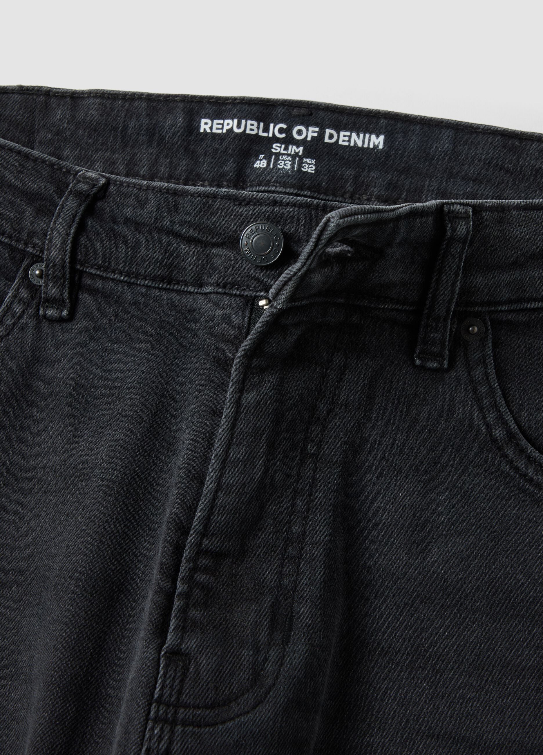 Schwarze Slim-Fit-Jeans aus Stretch-Baumwoll-Denim