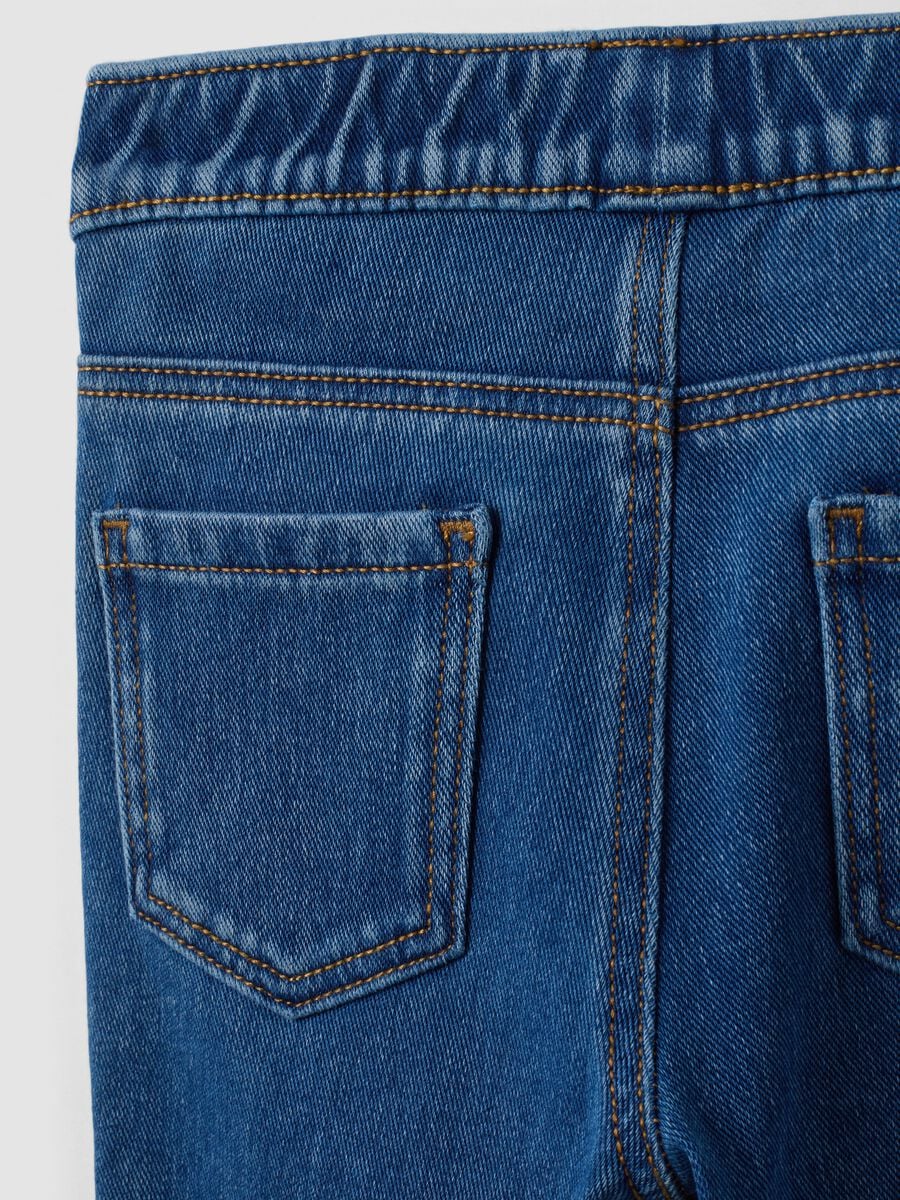 Girls&rsquo; blue flare jeggings in stretch cotton_3