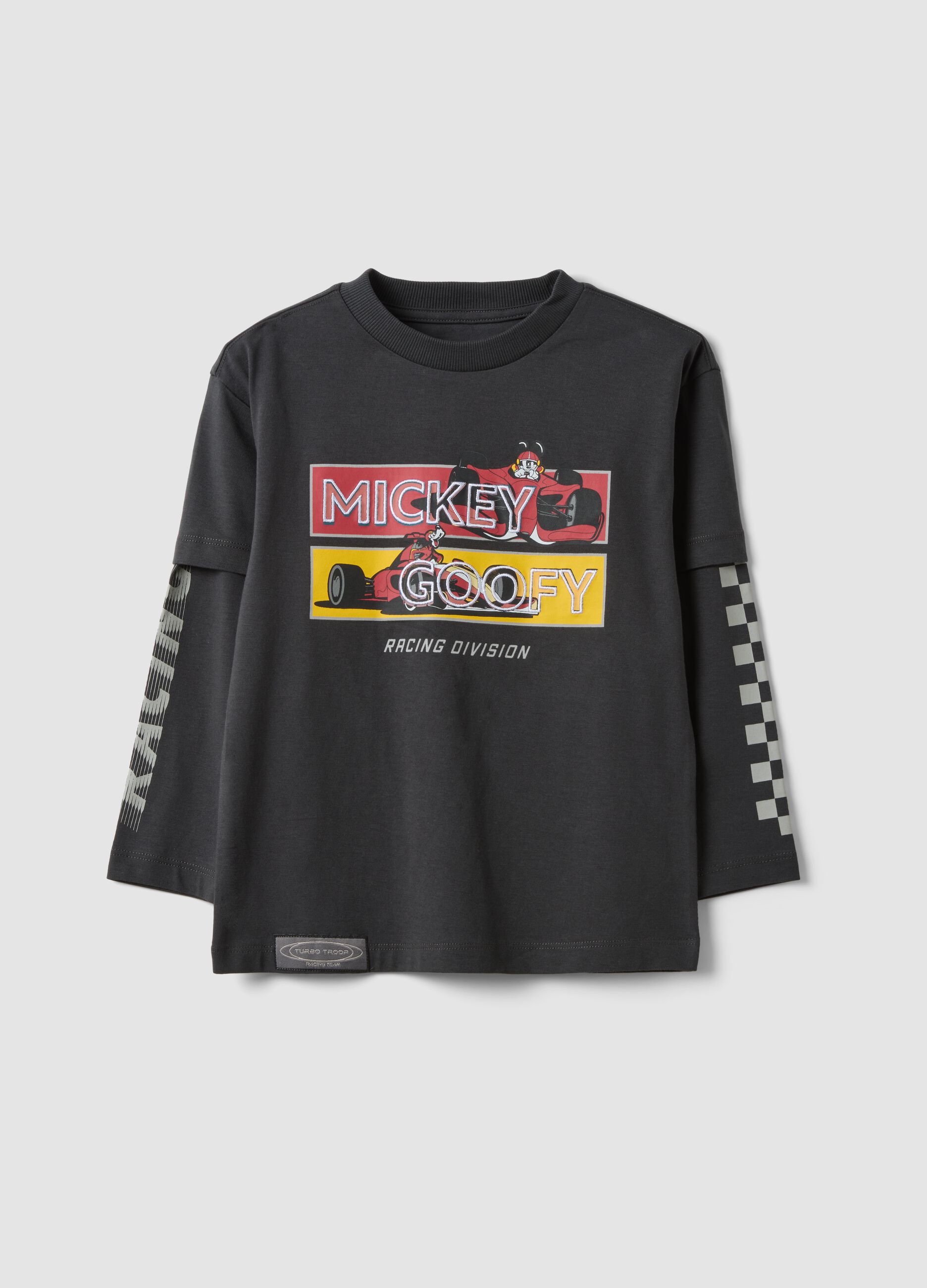 Black pure cotton crew-neck Mickey print T-shirt for boys