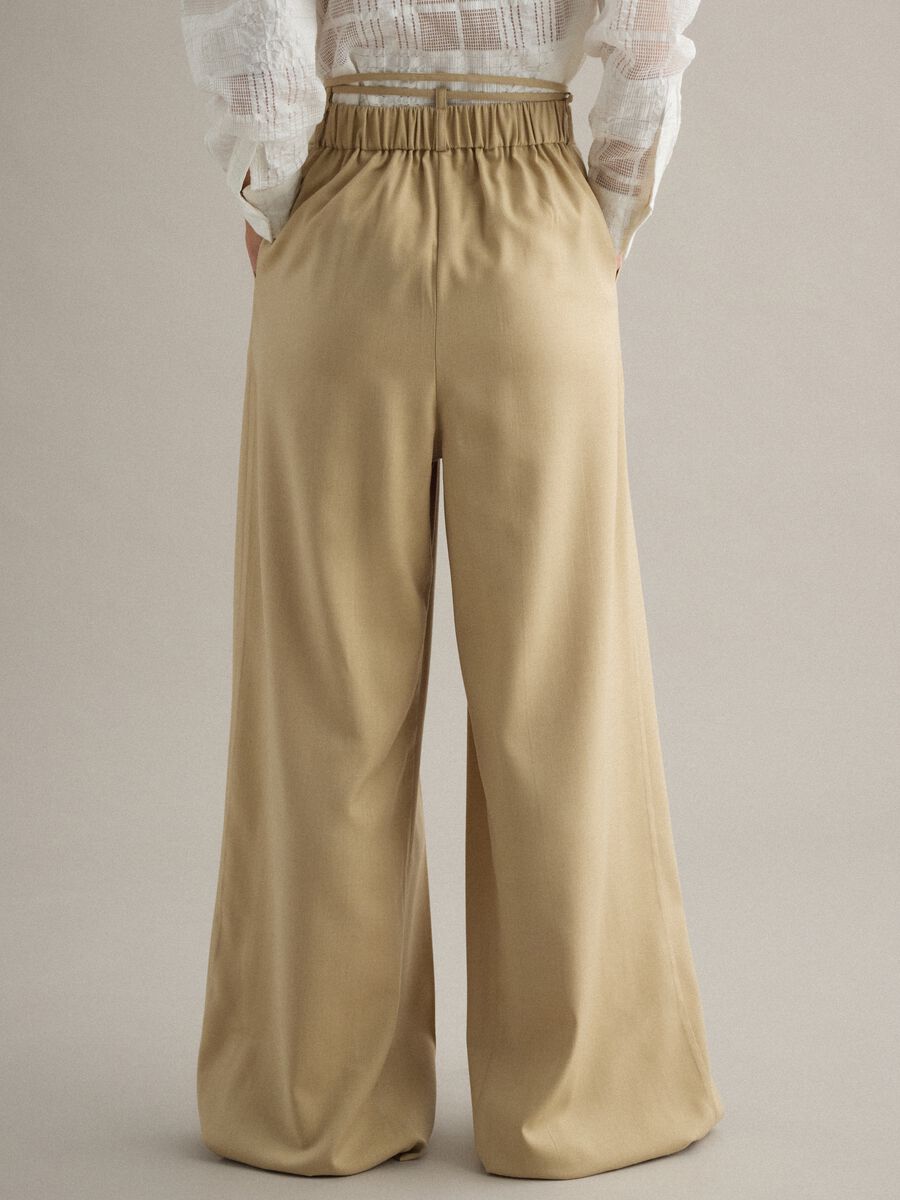 Beige viscose blend flare trousers_3