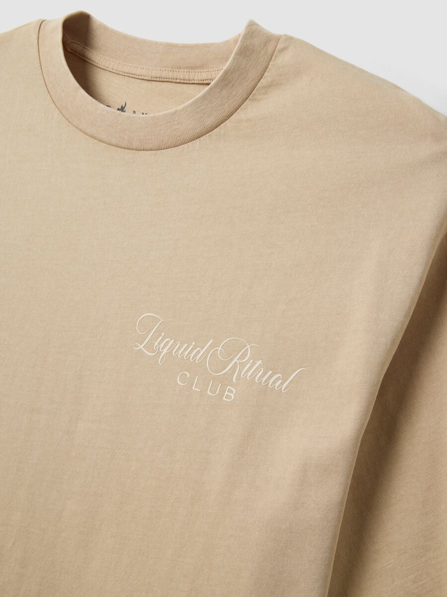 Beige short-sleeve pure cotton T-shirt_5