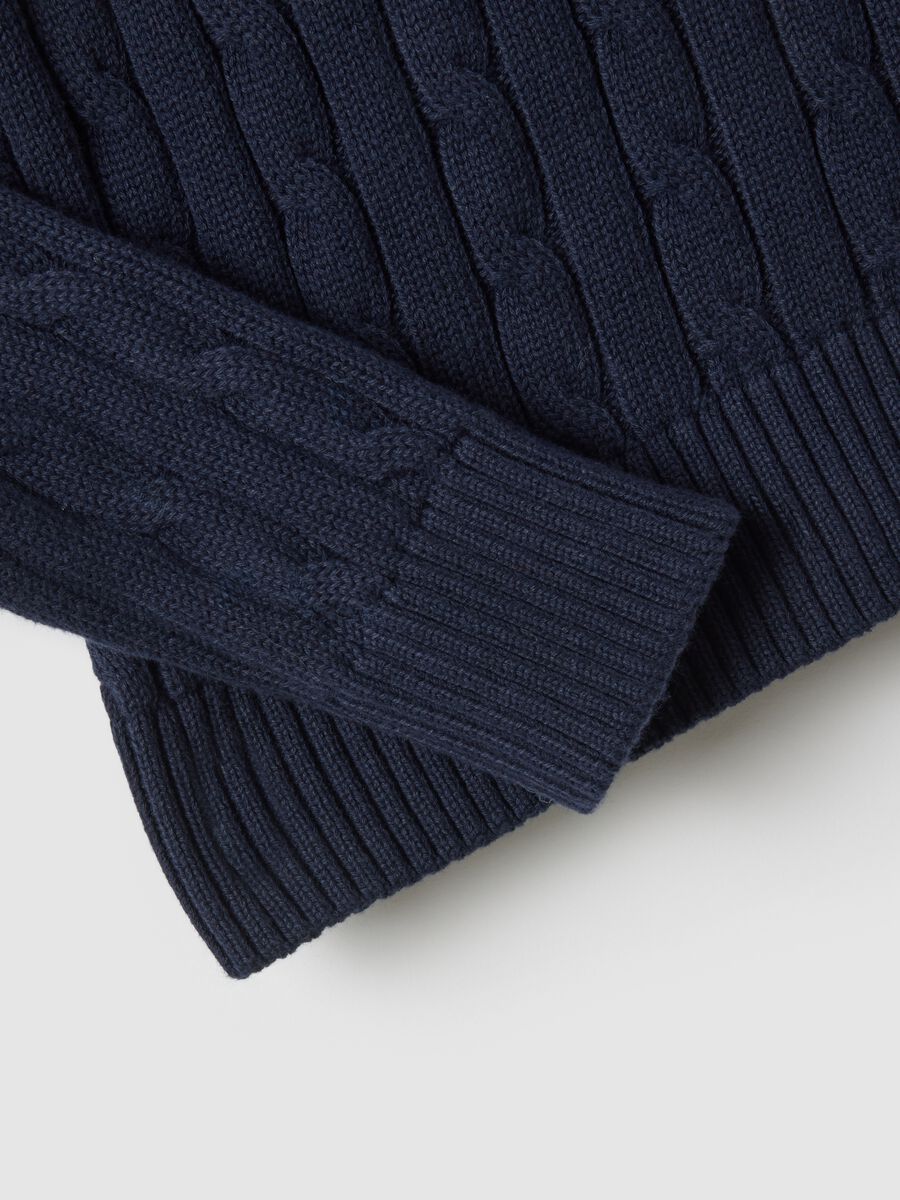 Blue sweater in pure cotton with regular fit and cable knit_1