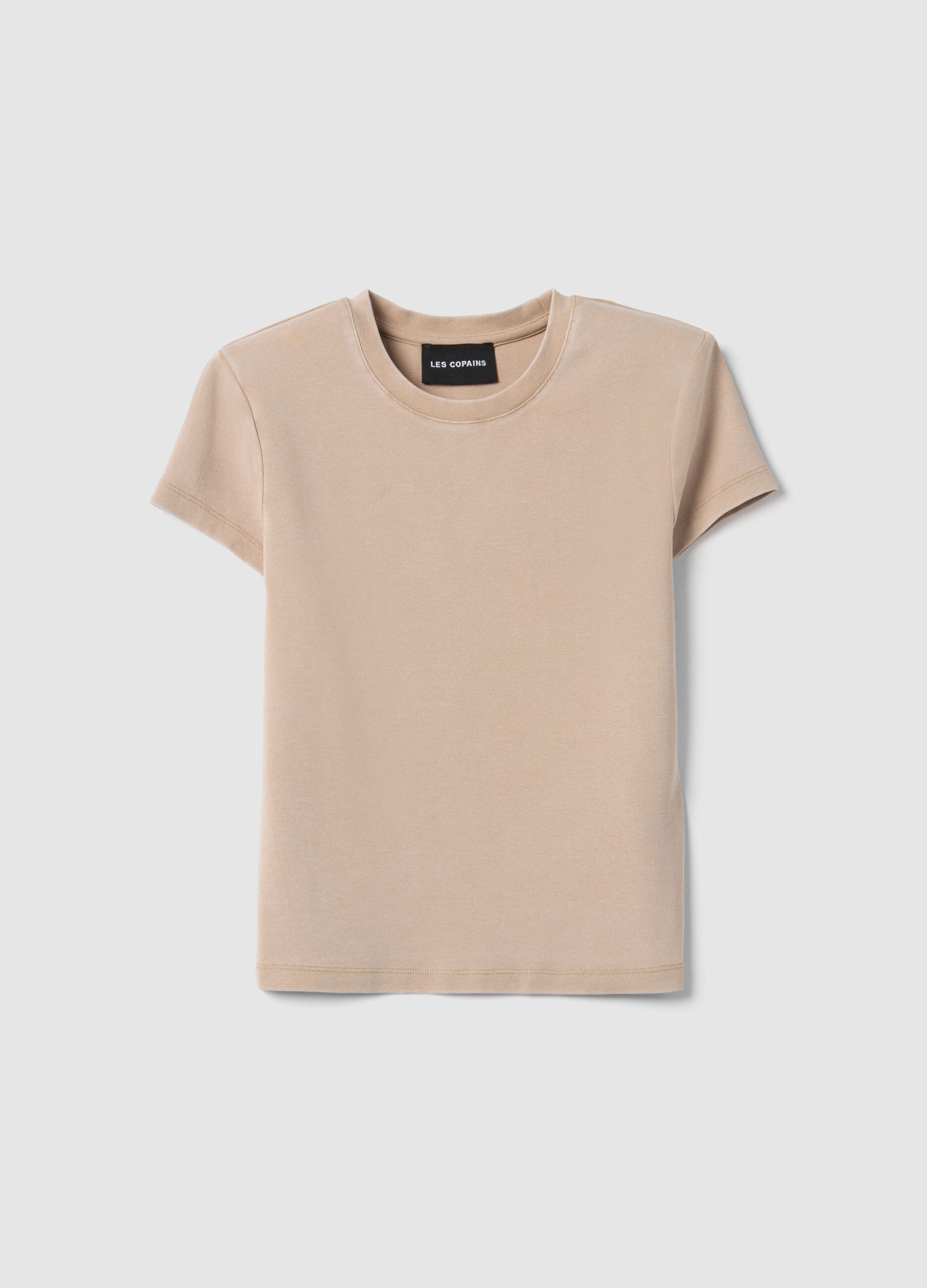 Beige T-Shirt aus elastischer Baumwolle