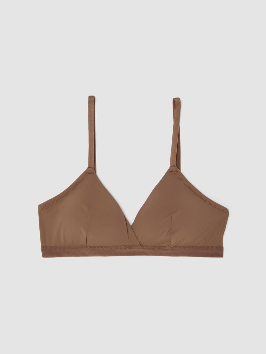 Beige triangle bra with removable padding in stretch fabric_4