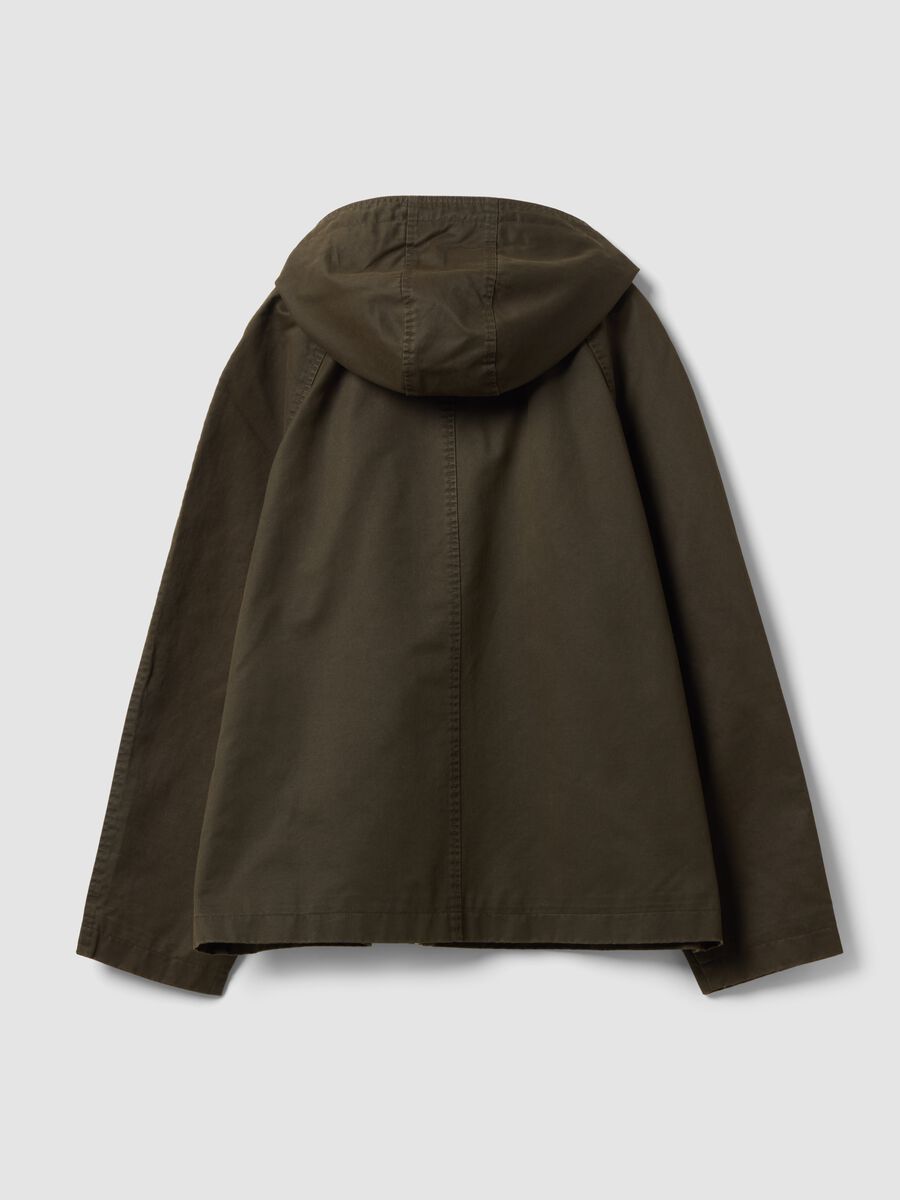 Green cotton-blend parka with detachable hood_2
