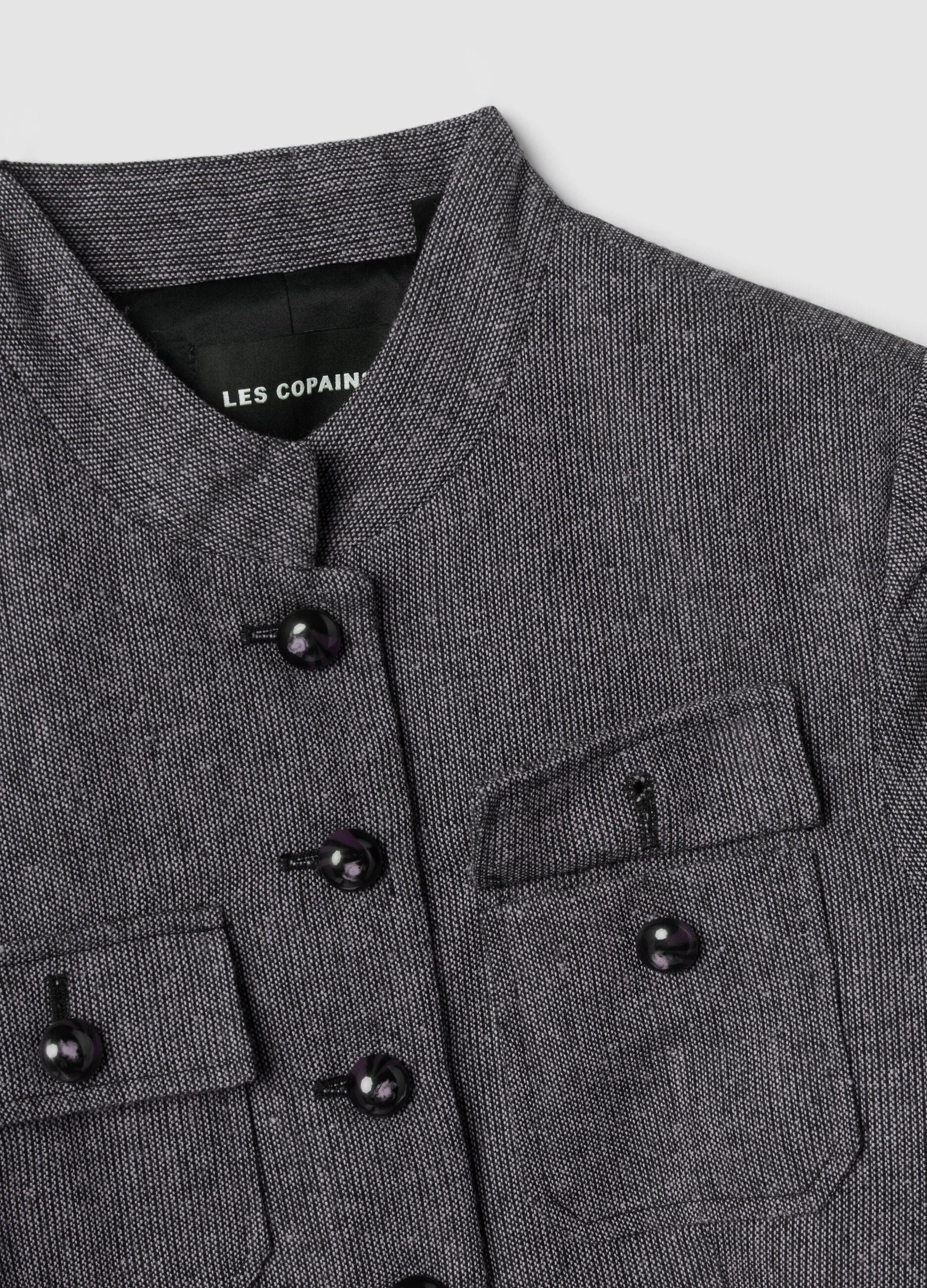 Grey wool and viscose-blend slim-fit blazer