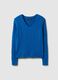 Blue pure cotton regular fit pullover with cable knit_4