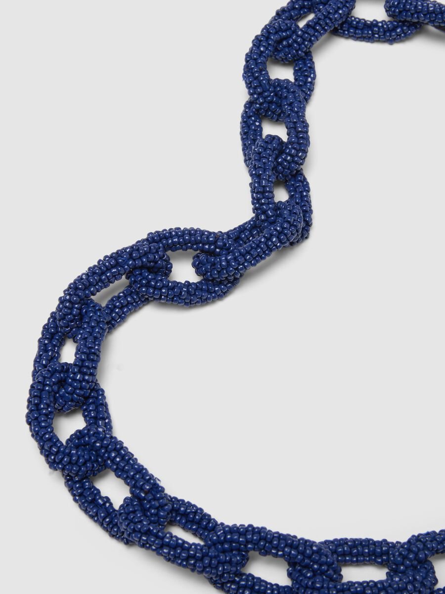 Blue necklace with braided glass beads_2