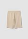 Beige pure cotton jogger shorts for boys with elasticated waist_1