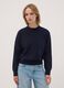 Blauer Rundhals-Pullover aus elastischer Wolle_0