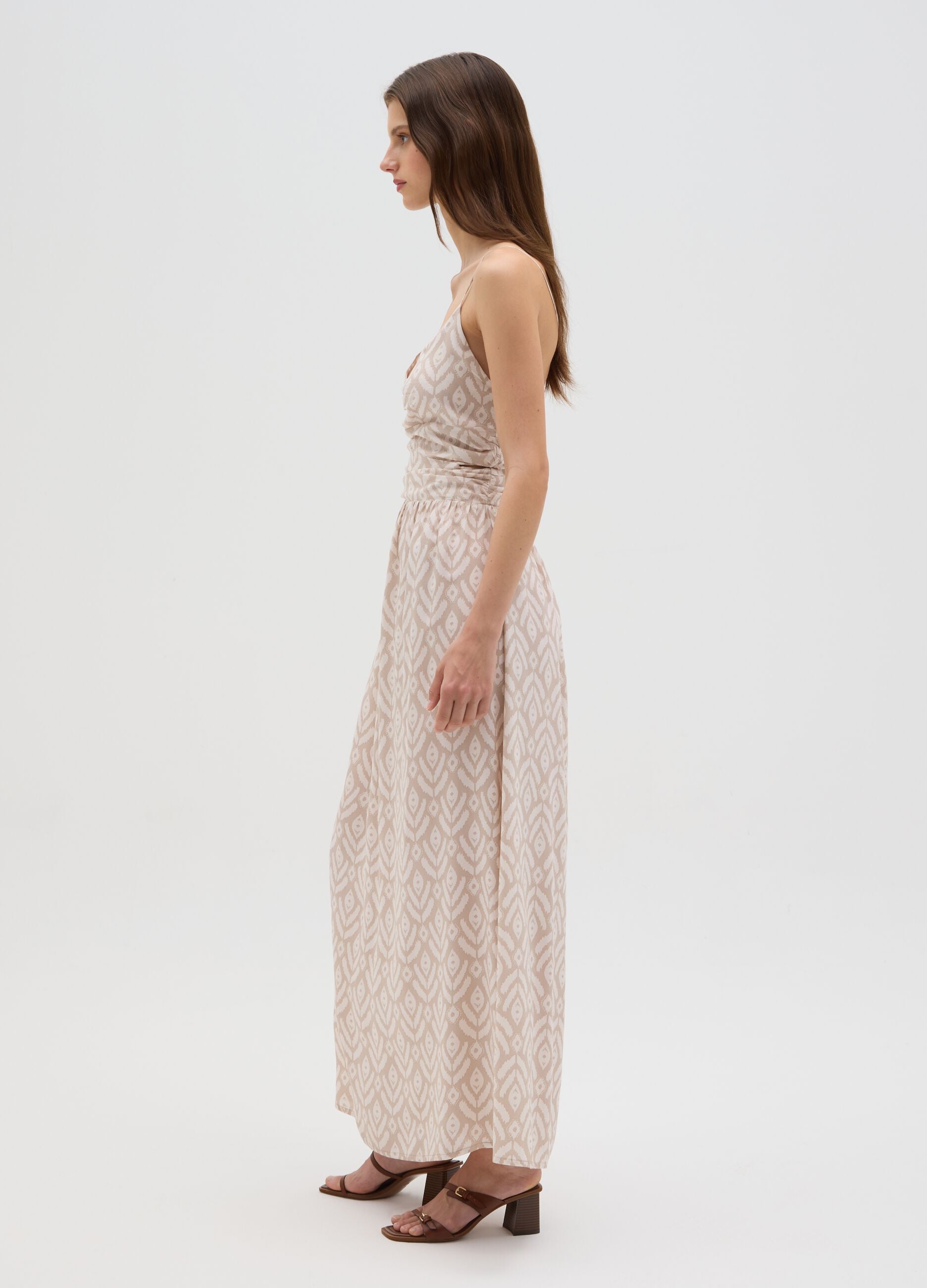 Women's long dress in pure multicolour viscose slim fit