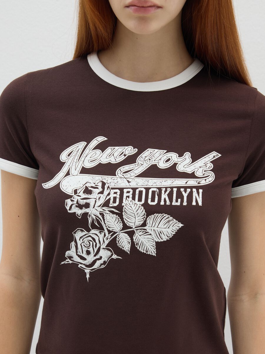 Brown regular fit stretch cotton t-shirt_3