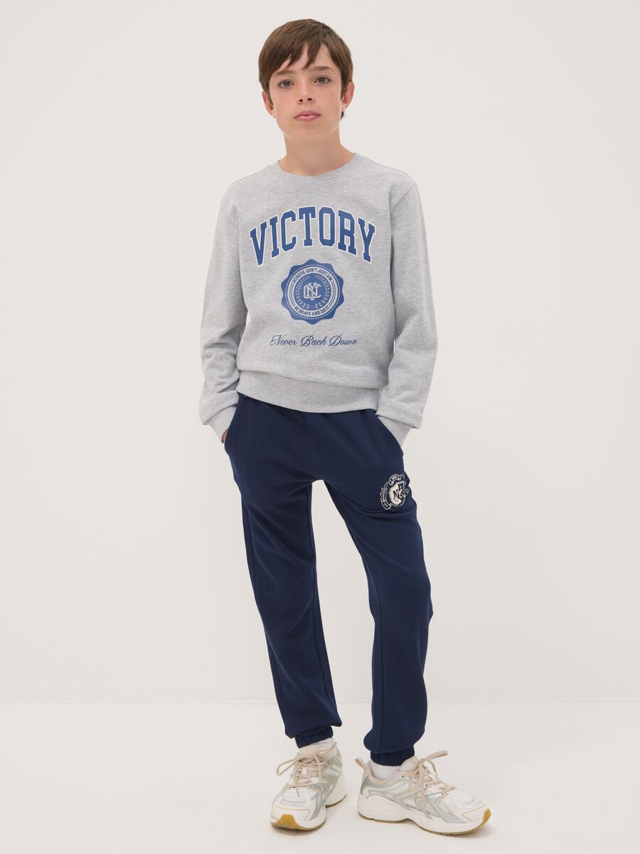 Blue pure cotton joggers with print_0