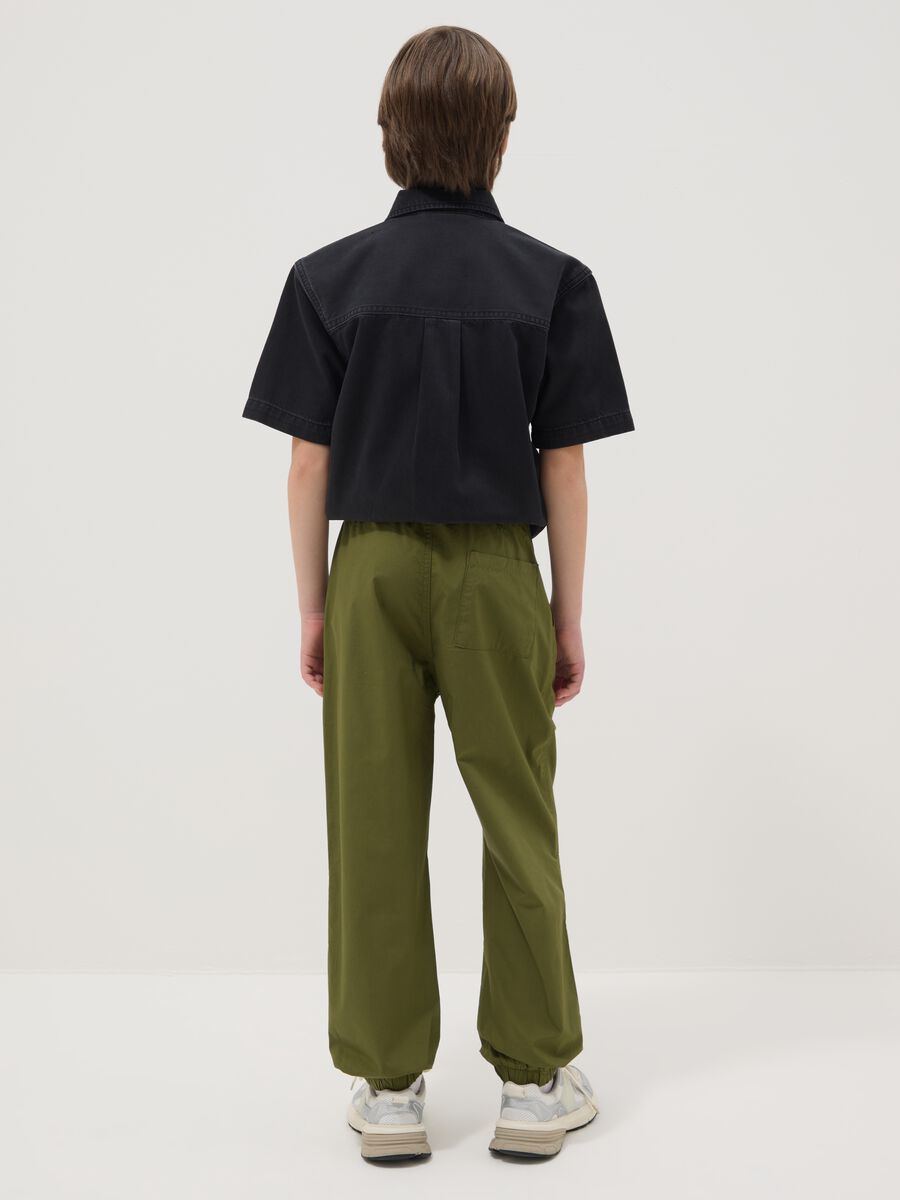 Boy's green wide leg trousers in pure cotton_2