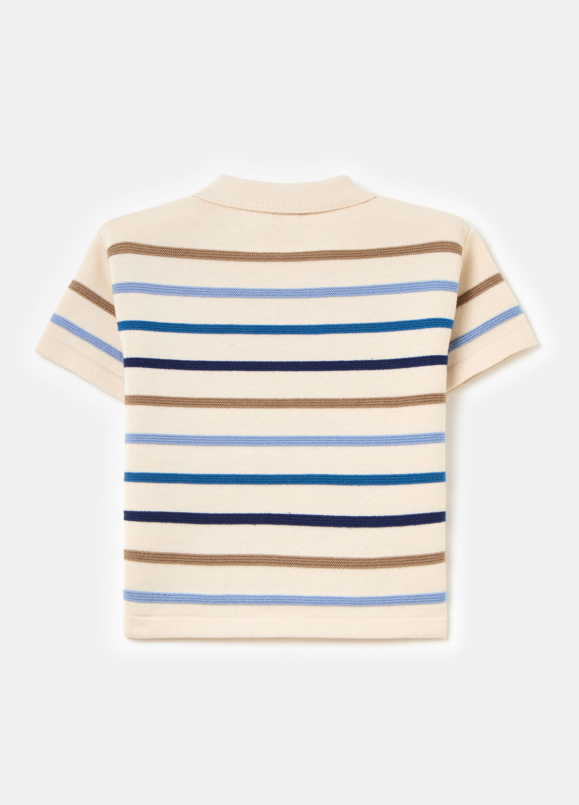 Knitted polo shirt with raised stripes