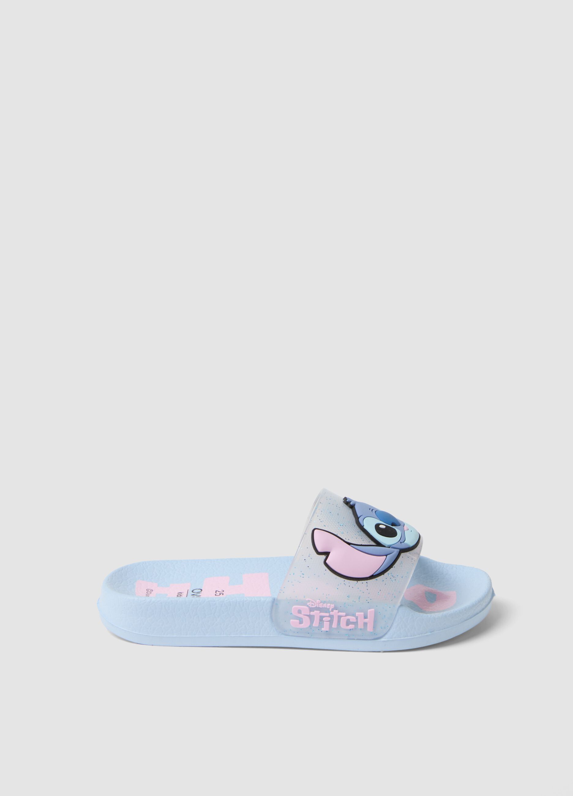 Blue sliders with transparent strap and character print