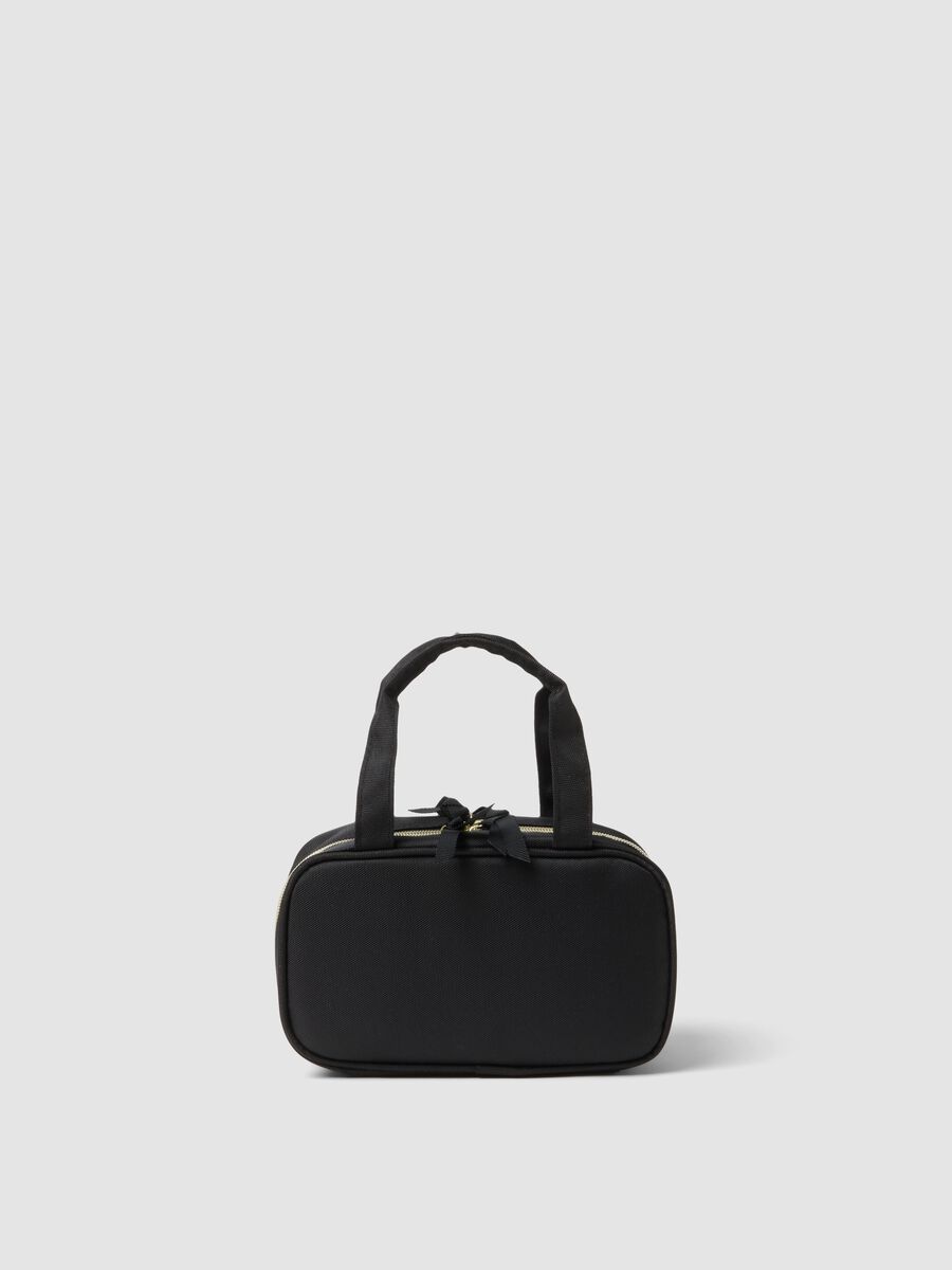 Black toiletry bag with double zip and handles_1