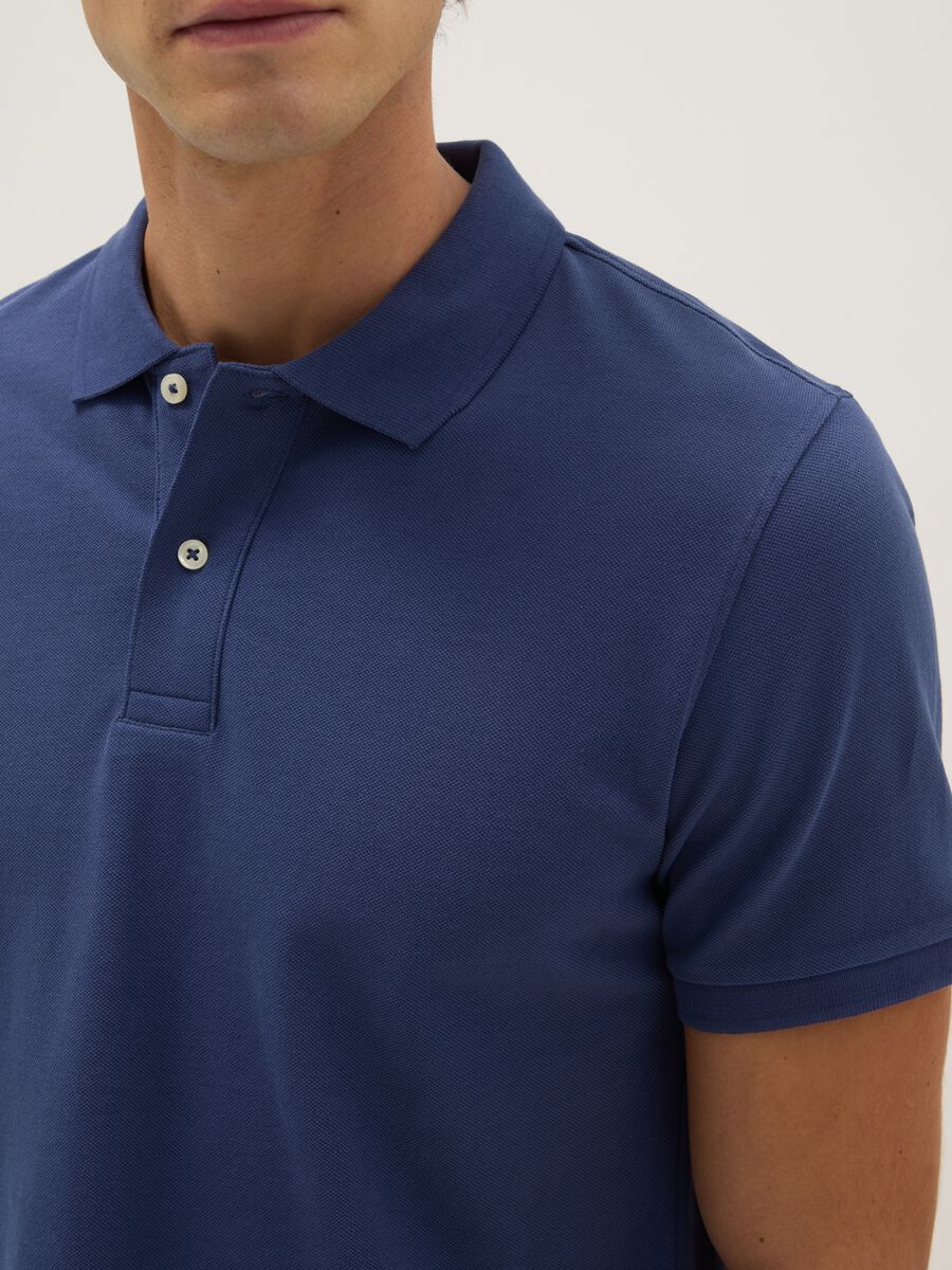 Blue pure cotton polo regular fit_3