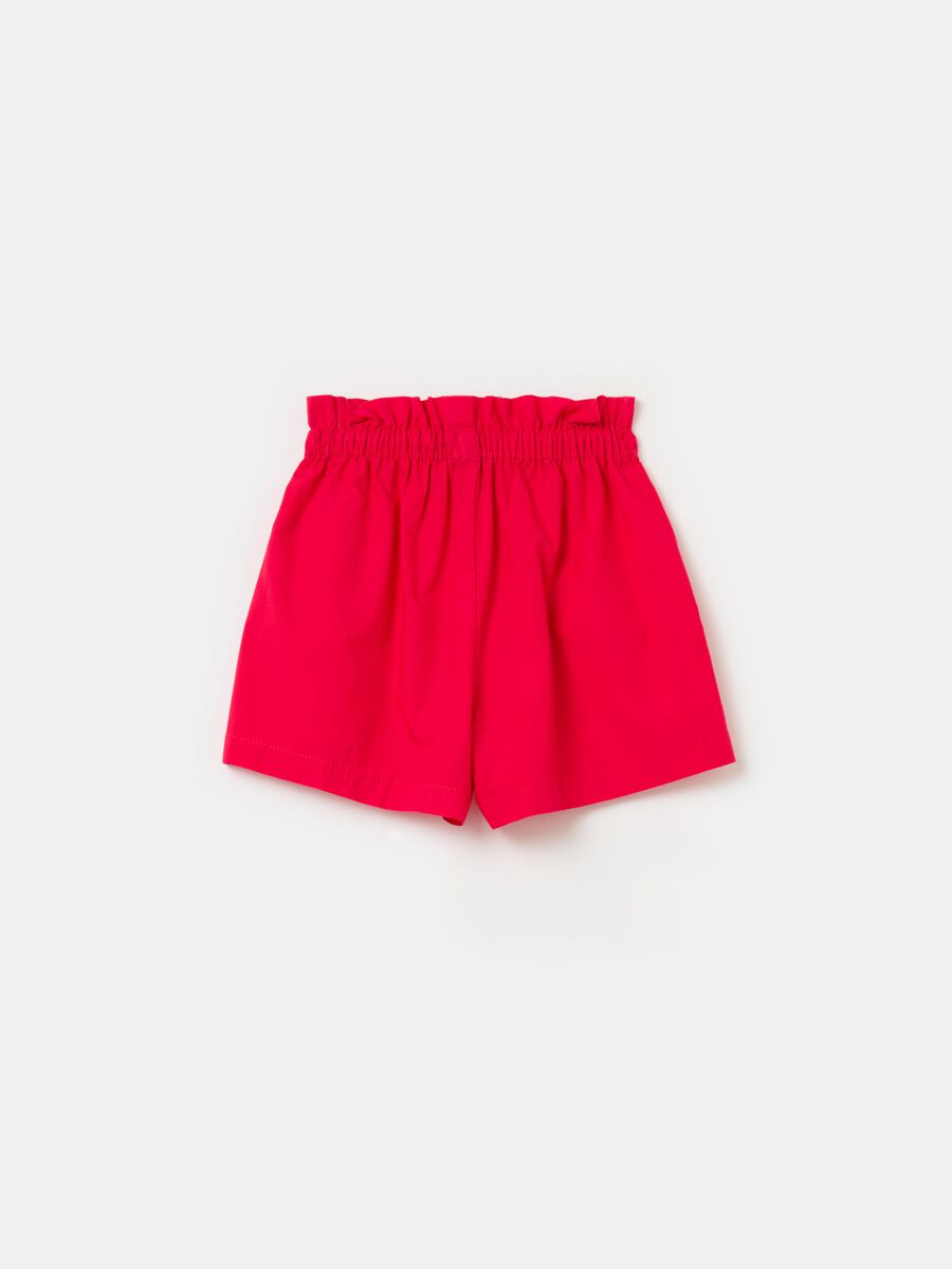 Cotton paper bag shorts with drawstring_1