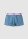Girls&rsquo; blue denim shorts in stretch cotton with gingham belt_1