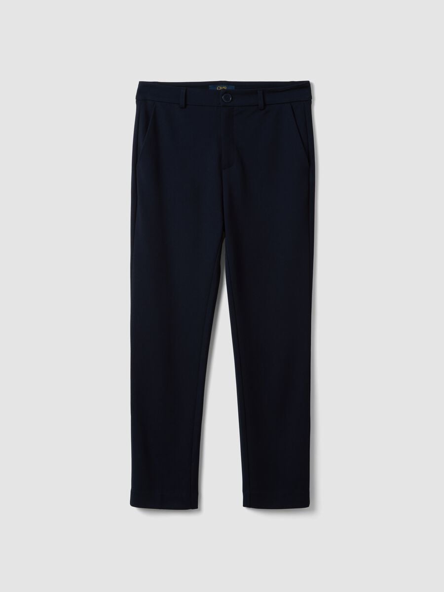 Blue stretch viscose trousers_4