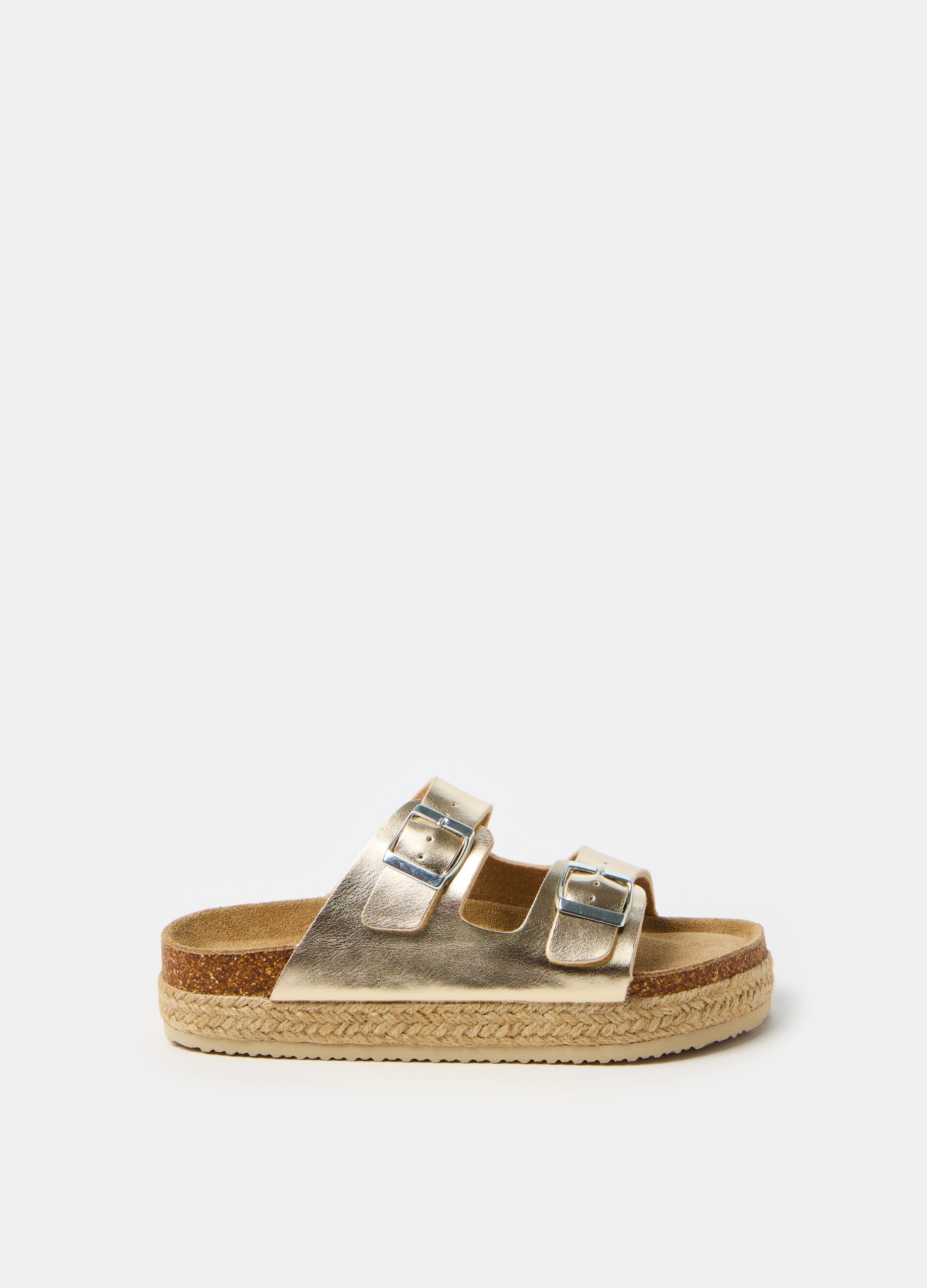 High metallic sandals with double band