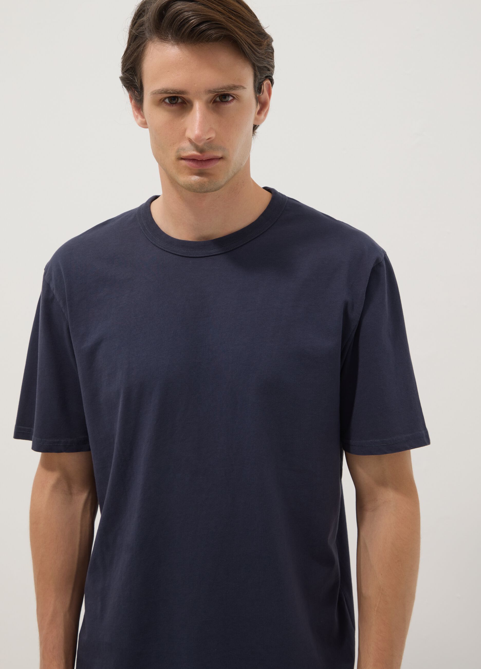 Navy pure cotton relaxed-fit T-shirt