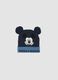 Dunkelblaue M&uuml;tze mit Umschlag, applizierten Ohren und Mickey-Print_0