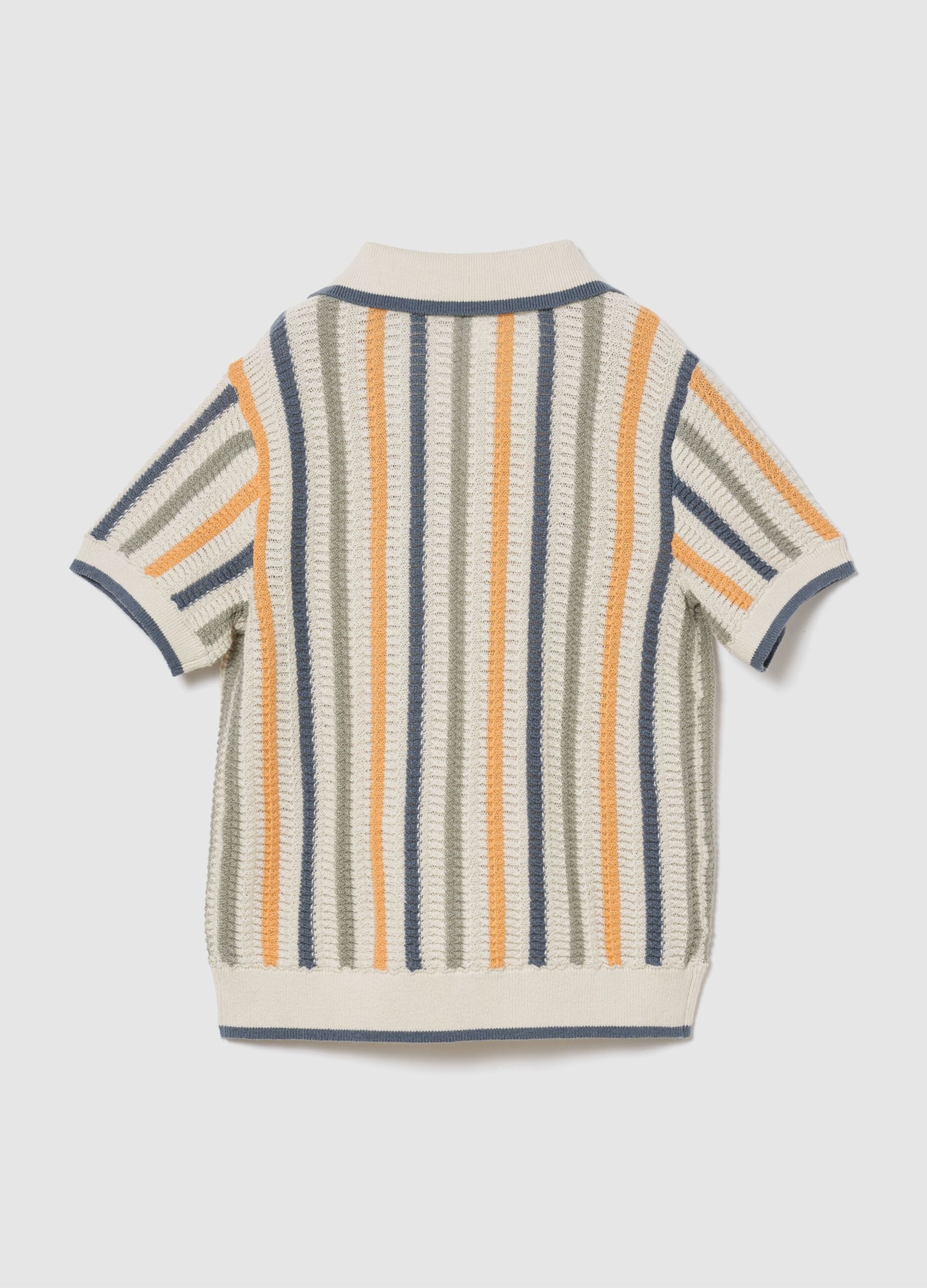 Pure cotton striped polo shirt