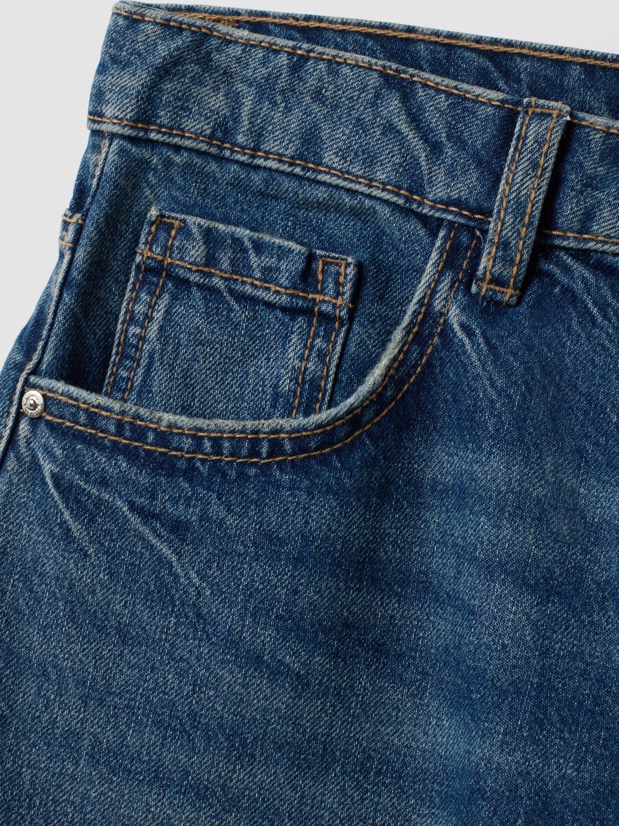 Blue pure cotton low-rise wide-leg jeans_6