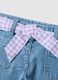 Girls&rsquo; blue denim shorts in stretch cotton with gingham belt_2
