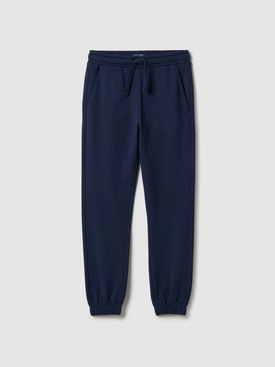 Boys' blue regular fit pure cotton jogger trousers_3