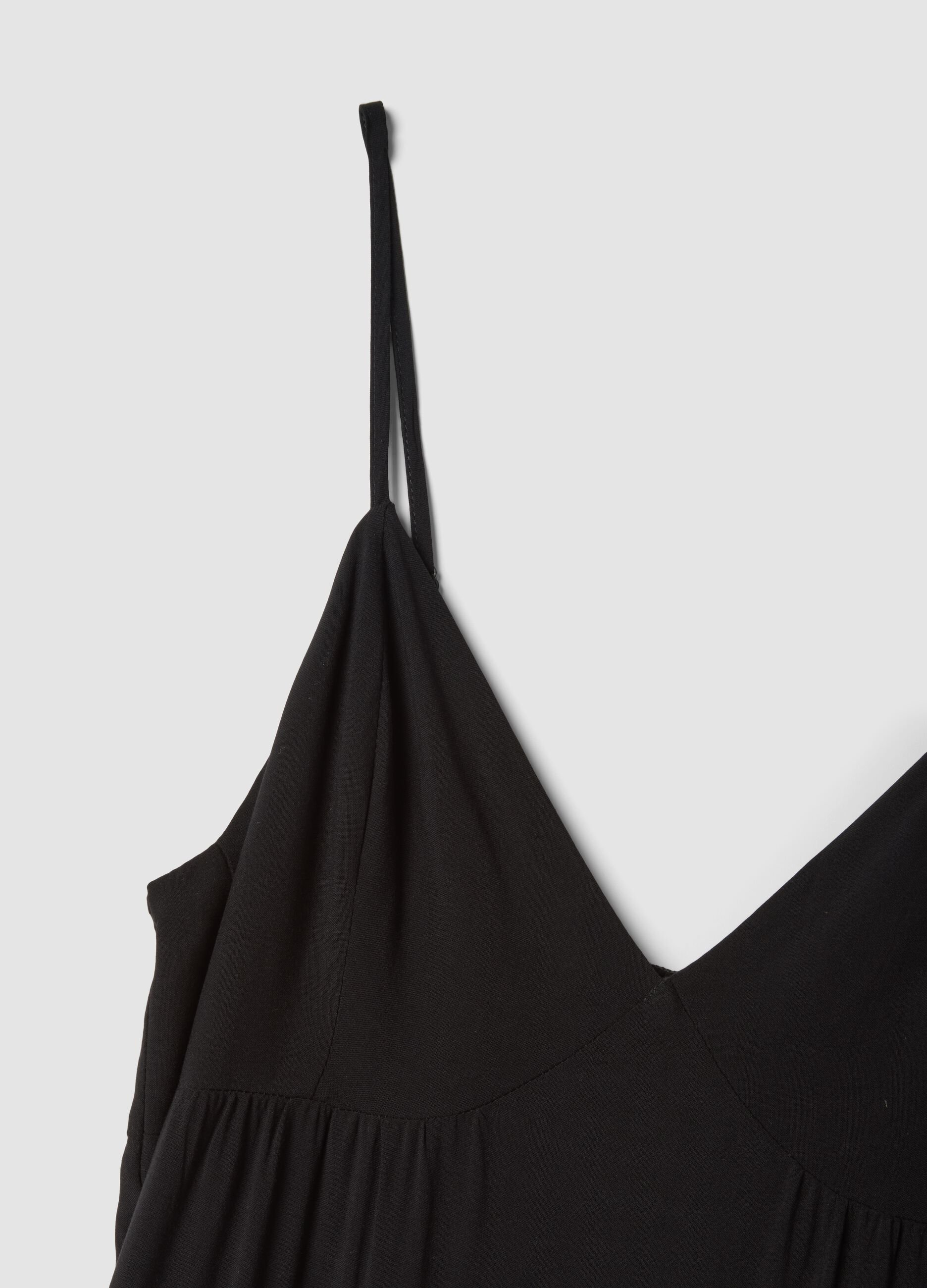 Long black dress in pure viscose