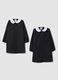 Two-pack of girls&rsquo; black school aprons with white button-up collar_0