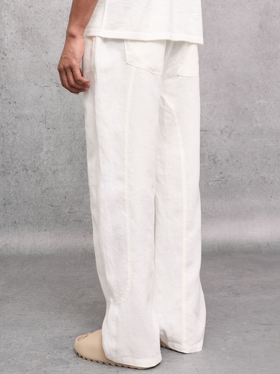 100% Linen Wide-Leg Trousers White_2